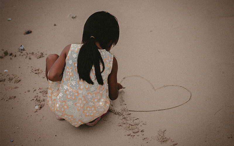 A young girl on the beach