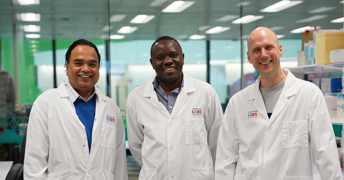 Members of the Sarcoma team standing in a lab